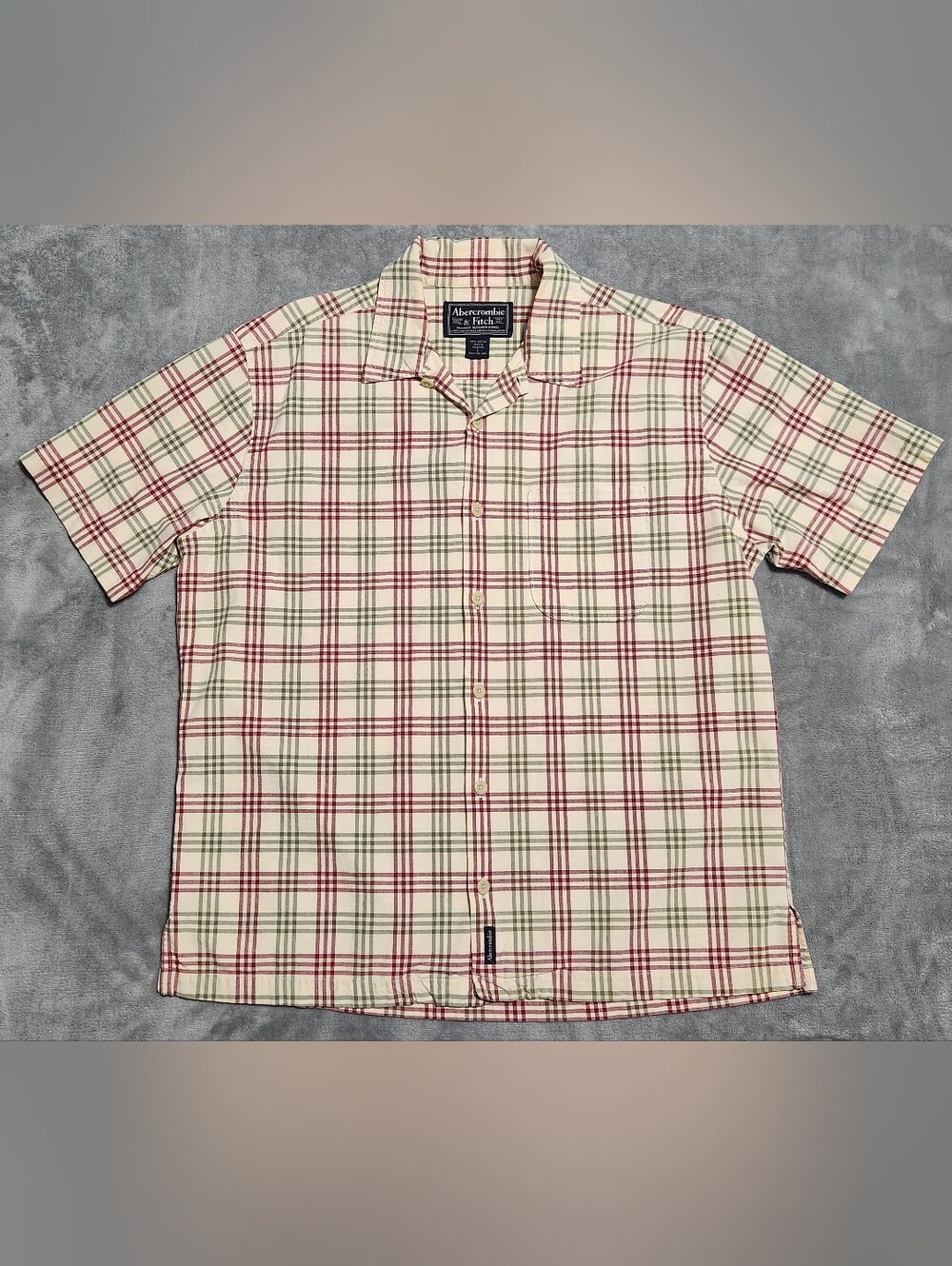 Vintage Abercrombie & Fitch Plaid Button Down Shirt Mens Large Short Sleeve